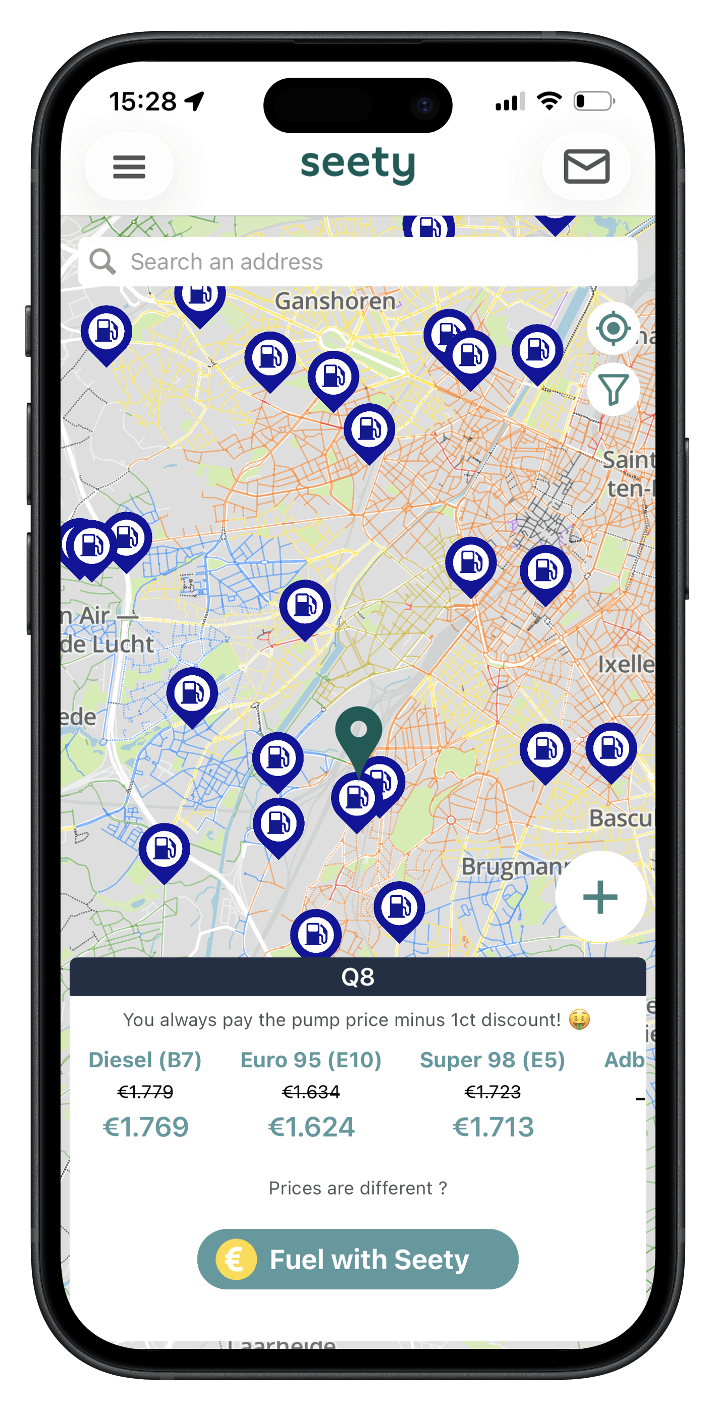 Seety fueling flow on phone screen
