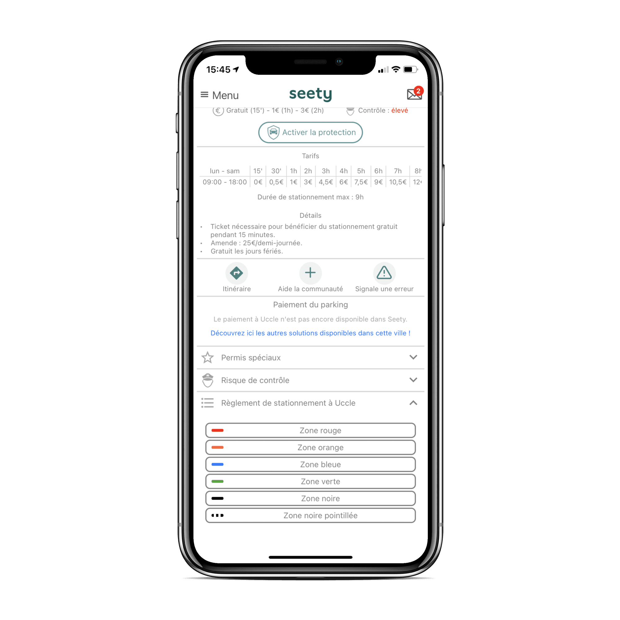 Consulte les infos de stationnement avec Seety