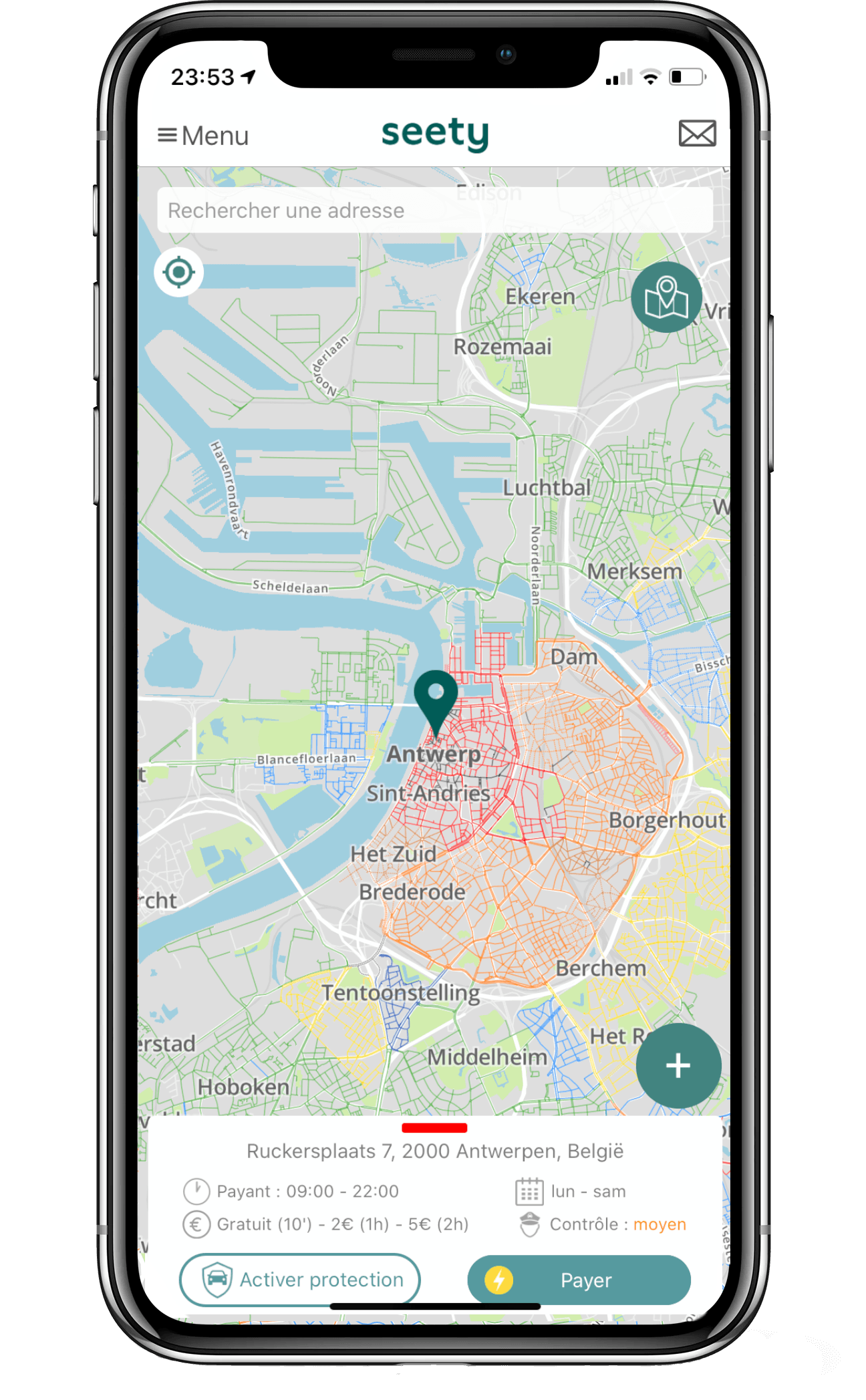 Cherchez des zones de stationnement gratuites ou moins chères à Anvers avec Seety