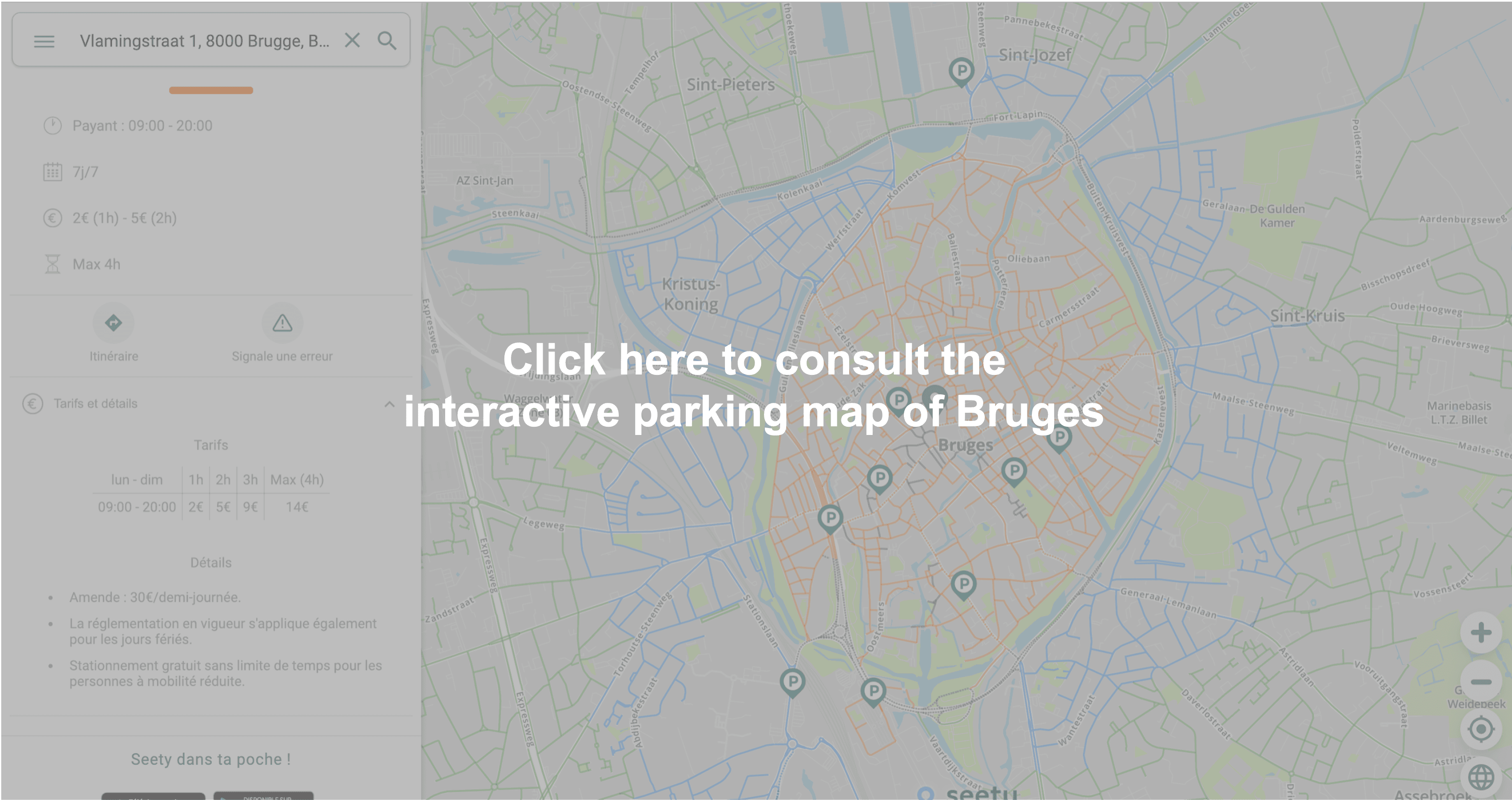 Interactive parking map of Bruges