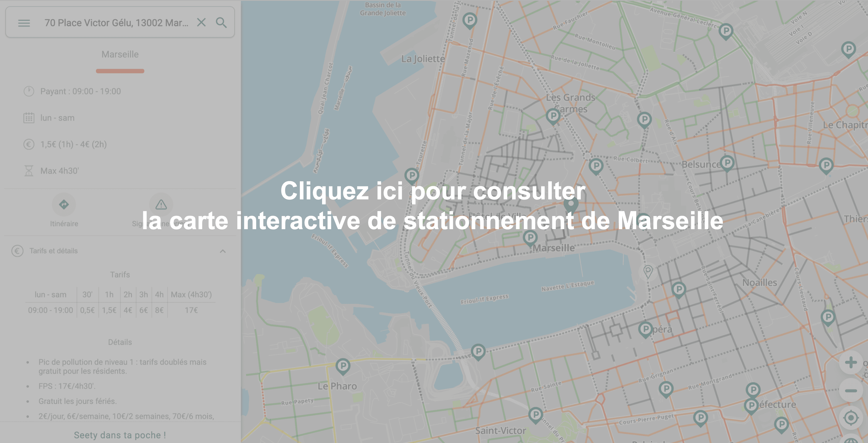 Carte interactive de stationnement à Marseille