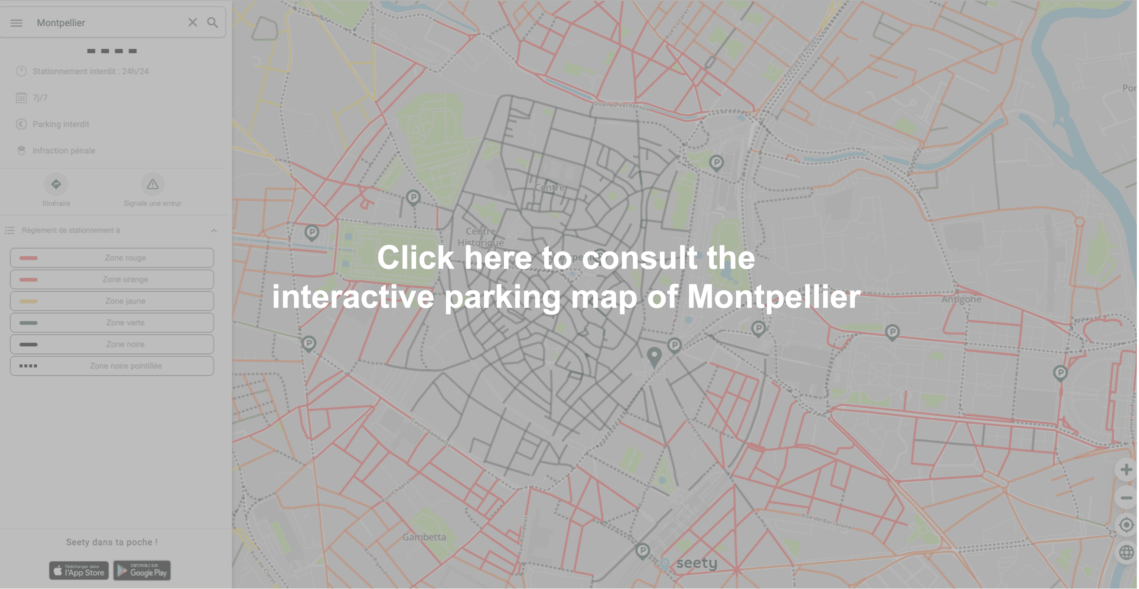 Interactive parking map of Montpellier
