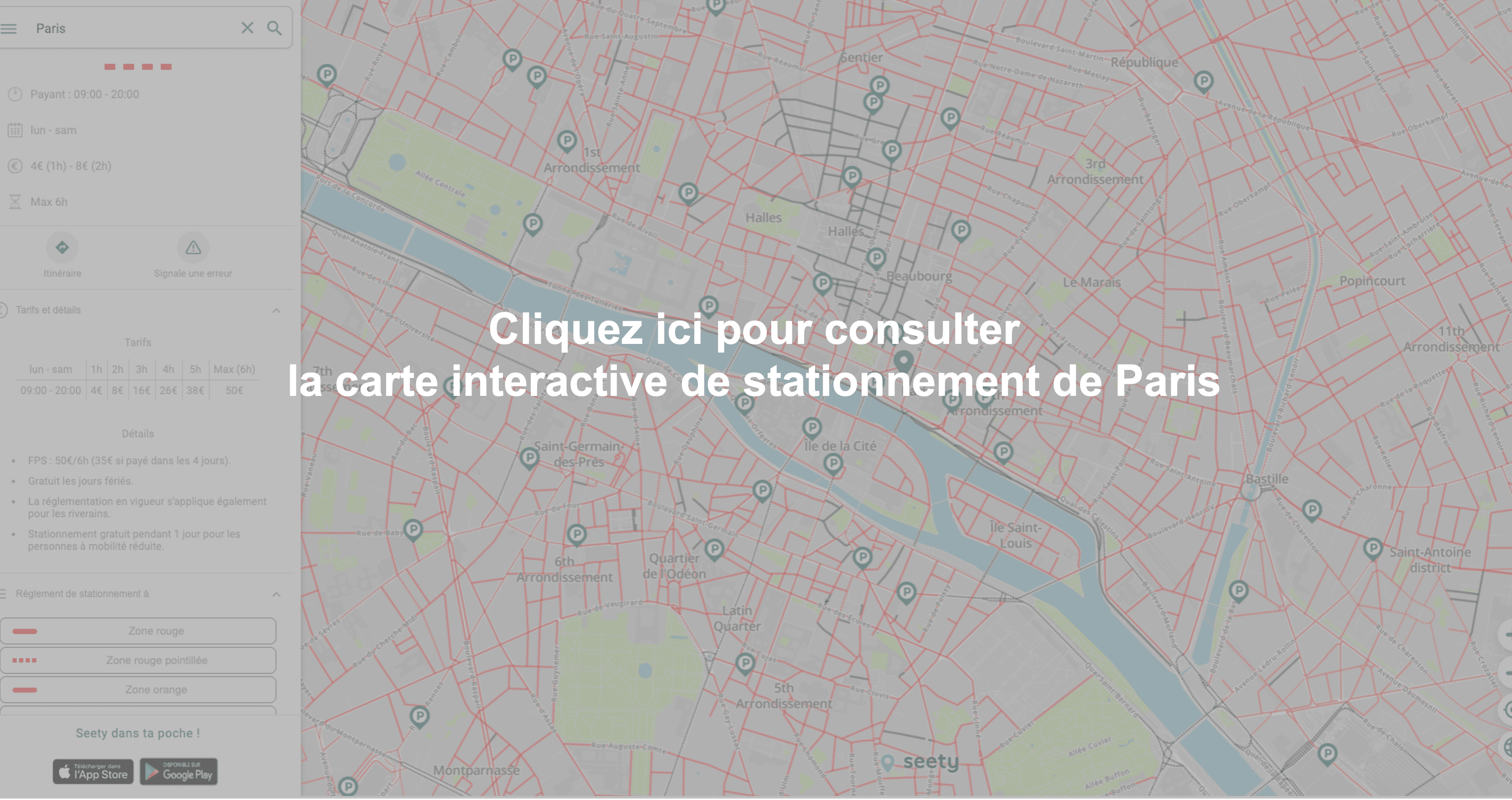 Carte interactive de stationnement à Paris