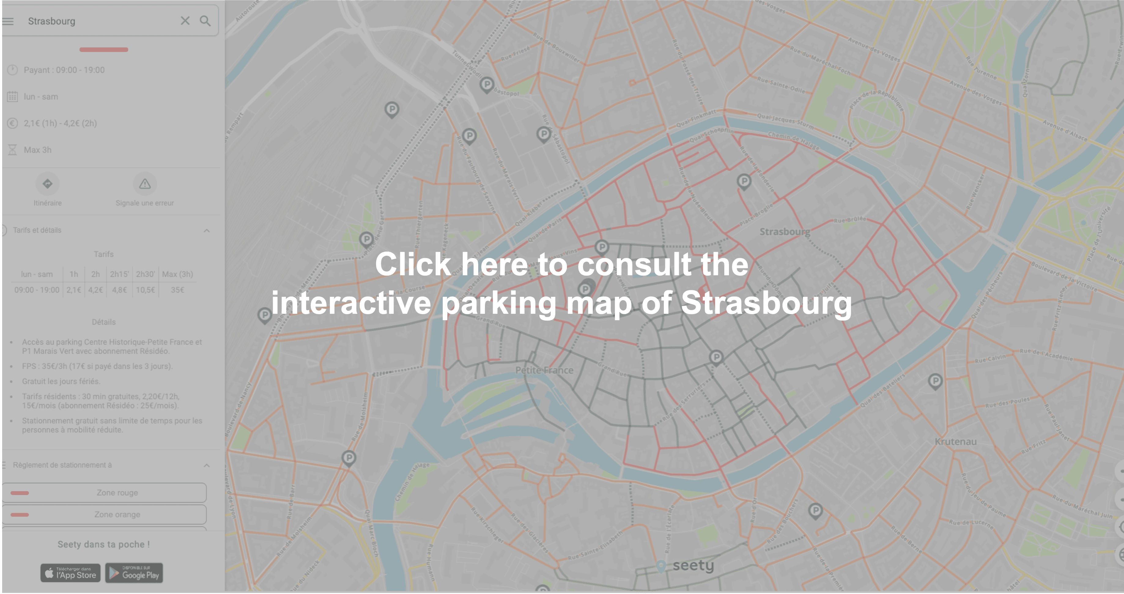 Interactive parking map of Strasbourg
