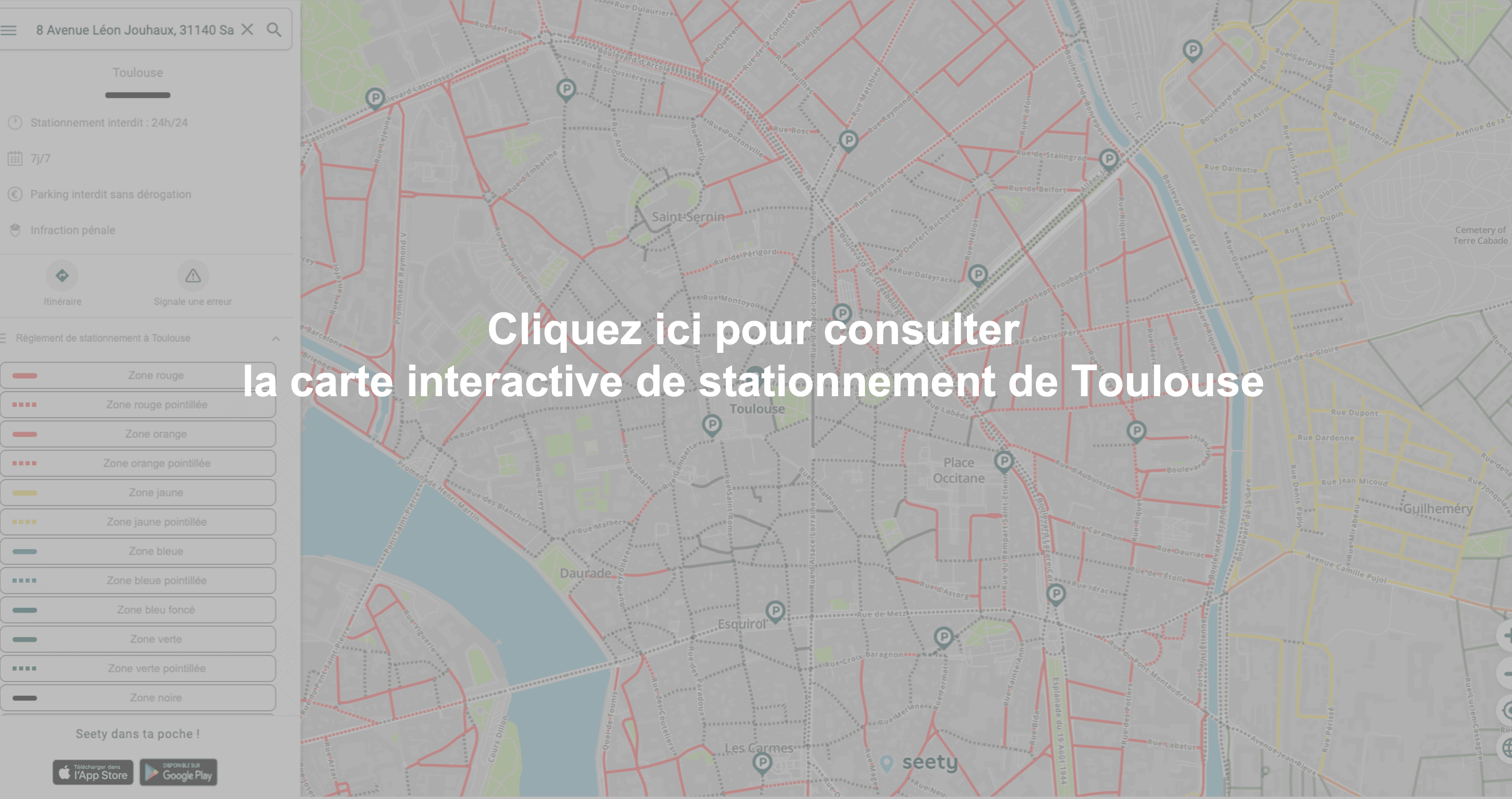 Carte interactive de stationnement à Toulouse